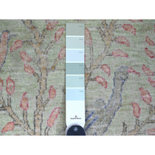 Load image into Gallery viewer, 2&#39;5&quot;x9&#39;9&quot; Olive Green, Afghan Peshawar with Birds of Paradise Design, Hand Knotted, Soft Wool, Veggie Dyes, Runner, Oriental Rug FWR125136