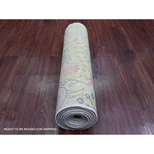 Load image into Gallery viewer, 2&#39;5&quot;x9&#39;9&quot; Olive Green, Afghan Peshawar with Birds of Paradise Design, Hand Knotted, Soft Wool, Veggie Dyes, Runner, Oriental Rug FWR125136