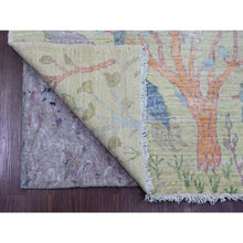 Load image into Gallery viewer, 2&#39;9&quot;x11&#39;8&quot; Swamp Green, Hand Knotted, Afghan Peshawar With Birds Of Paradise Design, Soft Wool, Vegetable Dyes, Runner, Oriental Rug FWR125148
