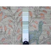 Load image into Gallery viewer, 2&#39;9&quot;x11&#39;8&quot; Swamp Green, Hand Knotted, Afghan Peshawar With Birds Of Paradise Design, Soft Wool, Vegetable Dyes, Runner, Oriental Rug FWR125148
