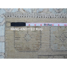 Load image into Gallery viewer, 3&#39;3&quot;x10&#39; Hand Knotted Charcoal Black Angora Oushak with Colorful Motifs Organic Wool Oriental Wide Runner Rug FWR413382