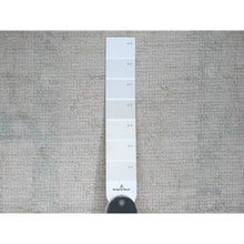 Load image into Gallery viewer, 4&#39;1&quot;x8&#39; Oyster Gray, Washed Out Anatolian Village Inspired With Geometric Design, High Mountain Wool, Hand Knotted, Wide Runner, Oriental Rug FWR125172