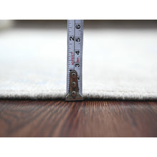 Load image into Gallery viewer, 4&#39;1&quot;x8&#39; Oyster Gray, Washed Out Anatolian Village Inspired With Geometric Design, High Mountain Wool, Hand Knotted, Wide Runner, Oriental Rug FWR125172