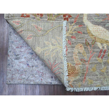 Load image into Gallery viewer, 5&#39;x6&#39;9&quot; Mink Gray, Hand Knotted, Afghan Peshawar with Birds of Paradise Design, Soft Wool, Natural Dyes, Oriental Rug FWR125190