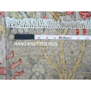 5'x6'9" Nevada Gray, Afghan Peshawar with Birds of Paradise Design, Natural Dyes, Hand Knotted, Soft Wool, Oriental Rug FWR538740
