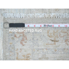 Load image into Gallery viewer, 2&#39;6&quot;x11&#39;7&quot; Medium Gray, Washed Out Oushak With Dragon Design, Peshawar, High Mountain Wool, Hand Knotted, Densely Woven, Runner, Oriental Rug FWR125202