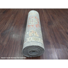 Load image into Gallery viewer, 2&#39;8&quot;x15&#39;6&quot; Misty Gray, Aryana Collection, Karajeh Design, Densely Woven, Hand Knotted, 100% Wool, Xl Runner, Oriental Rug FWR125208