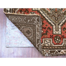Load image into Gallery viewer, 3&#39;5&quot;x9&#39;6&quot; Prismatic Red, Vintage Persian Shiraz with Small Animal Figurines and Geometric Design, Good Condition, Hand Knotted, Clean, Even Wear, Pure Wool, Wide Runner, Oriental Rug FWR125226