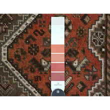 Load image into Gallery viewer, 3&#39;5&quot;x9&#39;6&quot; Prismatic Red, Vintage Persian Shiraz with Small Animal Figurines and Geometric Design, Good Condition, Hand Knotted, Clean, Even Wear, Pure Wool, Wide Runner, Oriental Rug FWR125226