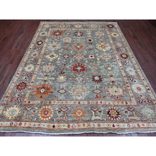 Load image into Gallery viewer, 7&#39;9&quot;x9&#39;5&quot; Spanish Gray, Afghan Angora Oushak With Colorful Geometric Leaf Pattern, Hand Knotted, Veggie Dyes, 100% Wool, Oriental Rug FWR125232