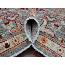 Load image into Gallery viewer, 7&#39;9&quot;x9&#39;5&quot; Spanish Gray, Afghan Angora Oushak With Colorful Geometric Leaf Pattern, Hand Knotted, Veggie Dyes, 100% Wool, Oriental Rug FWR125232