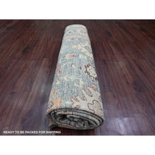 Load image into Gallery viewer, 7&#39;9&quot;x9&#39;5&quot; Spanish Gray, Afghan Angora Oushak With Colorful Geometric Leaf Pattern, Hand Knotted, Veggie Dyes, 100% Wool, Oriental Rug FWR125232