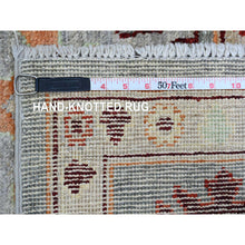 Load image into Gallery viewer, 7&#39;9&quot;x9&#39;5&quot; Spanish Gray, Afghan Angora Oushak With Colorful Geometric Leaf Pattern, Hand Knotted, Veggie Dyes, 100% Wool, Oriental Rug FWR125232