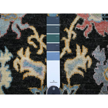 Load image into Gallery viewer, 5&#39;x7&#39;1&quot; Jade Black, Hand Knotted, Afghan Angora Oushak with Colorful Leaf Pattern, Natural Dyes, 100% Wool, Oriental Rug FWR125256