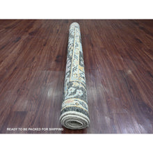 Load image into Gallery viewer, 5&#39;x7&#39;1&quot; Jade Black, Hand Knotted, Afghan Angora Oushak with Colorful Leaf Pattern, Natural Dyes, 100% Wool, Oriental Rug FWR125256