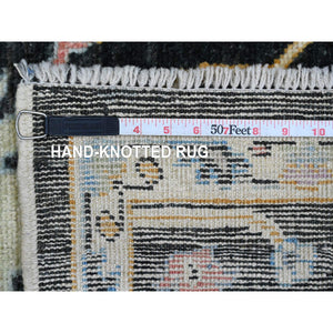 5'x7'1" Mirage Grey, The Cane, Pure Silk With Textured Wool, Hand-Knotted Oriental Rug FWR484608