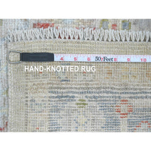 Load image into Gallery viewer, 4&#39;1&quot;x10&#39;1&quot; Cascading White, Hand Knotted, Afghan Angora Oushak With All Over Leaf Design, Veggie Dyes, Pure Wool, Wide Runner, Oriental Rug FWR125262