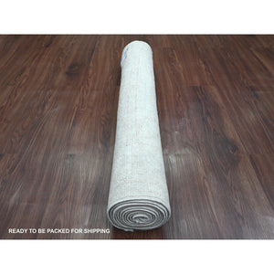 3'x9'7" Medium Gray, Afghan Angora Oushak with All Over Pattern, Natural Dyes, Hand Knotted, 100% Wool, Runner, Oriental Rug FWR125280
