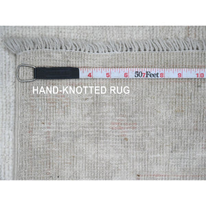 3'x9'7" Medium Gray, Afghan Angora Oushak With All Over Pattern, Natural Dyes, Hand Knotted, 100% Wool, Runner, Oriental Rug FWR125280