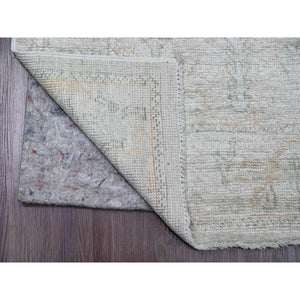 2'7"x12'6" Cement Gray, Hand Knotted, Afghan Angora Oushak With All Over Design, Natural Dyes, 100% Wool, Runner, Oriental Rug FWR125292