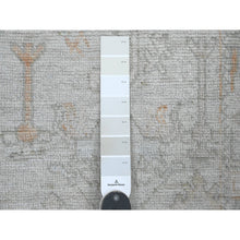 Load image into Gallery viewer, 2&#39;7&quot;x12&#39;6&quot; Cement Gray, Hand Knotted, Afghan Angora Oushak With All Over Design, Natural Dyes, 100% Wool, Runner, Oriental Rug FWR125292