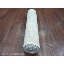 Load image into Gallery viewer, 2&#39;7&quot;x12&#39;6&quot; Cement Gray, Hand Knotted, Afghan Angora Oushak With All Over Design, Natural Dyes, 100% Wool, Runner, Oriental Rug FWR125292