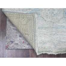 Load image into Gallery viewer, 2&#39;10&quot;x9&#39;7&quot; Stone Blue, Afghan Angora Oushak with Leaf Design, Natural Dyes, Pure Wool, Hand Knotted, Runner, Oriental Rug FWR125304