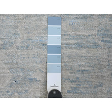Load image into Gallery viewer, 2&#39;10&quot;x9&#39;7&quot; Stone Blue, Afghan Angora Oushak with Leaf Design, Natural Dyes, Pure Wool, Hand Knotted, Runner, Oriental Rug FWR125304