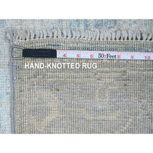 Load image into Gallery viewer, 2&#39;10&quot;x9&#39;7&quot; Stone Blue, Afghan Angora Oushak With Leaf Design, Natural Dyes, Pure Wool, Hand Knotted, Runner, Oriental Rug FWR125304