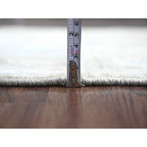 3'x9'8" Stone Gray, Hand Knotted, Afghan Angora Oushak With Muted Colors Leaf Pattern, Vegetable Dyes, Pure Wool, Runner, Oriental Rug FWR125322