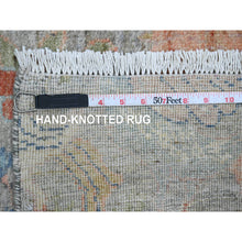 Load image into Gallery viewer, 6&#39;x12&#39; Spanish Gray, Afghan Peshawar With Birds Of Paradise Design, Hand Knotted, Soft Wool, Veggie Dyes, Gallery Size, Wide Runner, Oriental Rug FWR125340