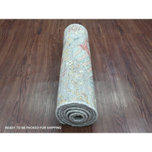 Load image into Gallery viewer, 2&#39;x6&#39;2&quot; Misty Gray, Afghan Peshawar with Birds of Paradise Design, Hand Knotted, Vegetable Dyes, Soft Wool, Narrow Runner, Oriental Rug FWR125358