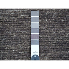 Load image into Gallery viewer, 9&#39;x12&#39;8&quot; Charcoal Black, Moroccan Weave With Geometric Pattern, Soft Wool, Hand Knotted, Tone On Tone, Textured Pile, Oriental Rug FWR125370