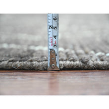 Load image into Gallery viewer, 9&#39;x12&#39;8&quot; Charcoal Black, Moroccan Weave with Geometric Pattern, Soft Wool, Hand Knotted, Tone on Tone, Textured Pile, Oriental Rug FWR125370