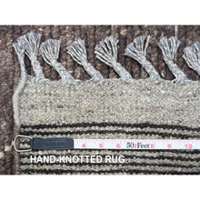 Load image into Gallery viewer, 9&#39;x12&#39;8&quot; Charcoal Black, Moroccan Weave With Geometric Pattern, Soft Wool, Hand Knotted, Tone On Tone, Textured Pile, Oriental Rug FWR125370