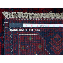 Load image into Gallery viewer, 3&#39;1&quot;x12&#39;2&quot; Pitch Black and Incredible White, Thick and Plush, Rajasthan Wool and Silk All Over Leaf Design, Hand Knotted Runner Oriental Rug FWR452286