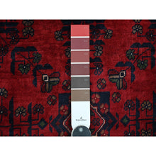 Load image into Gallery viewer, 4&#39;10&quot;x6&#39;6&quot; Deep and Saturated Red, Afghan Khamyab with Geometric Medallions Design, Soft and Shiny Wool, Hand Knotted, Oriental Rug FWR125430