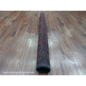 4'10"x6'6" Deep and Saturated Red, Afghan Khamyab with Geometric Medallions Design, Soft and Shiny Wool, Hand Knotted, Oriental Rug FWR125430