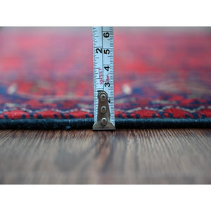 4'10"x6'6" Deep and Saturated Red, Afghan Khamyab with Geometric Medallions Design, Soft and Shiny Wool, Hand Knotted, Oriental Rug FWR125430