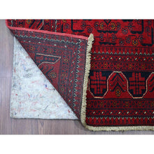 Load image into Gallery viewer, 2&#39;10&quot;x19&#39;3&quot; Carmine Red, Afghan Khamyab with Geometric Design, Pure Wool, Hand Knotted, Vegetable Dyes, XL Runner, Oriental Rug FWR125460