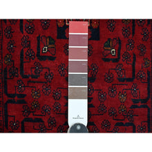 Load image into Gallery viewer, 2&#39;10&quot;x19&#39;3&quot; Carmine Red, Afghan Khamyab with Geometric Design, Pure Wool, Hand Knotted, Vegetable Dyes, XL Runner, Oriental Rug FWR125460