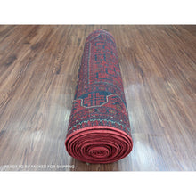 Load image into Gallery viewer, 2&#39;10&quot;x19&#39;3&quot; Carmine Red, Afghan Khamyab with Geometric Design, Pure Wool, Hand Knotted, Vegetable Dyes, XL Runner, Oriental Rug FWR125460