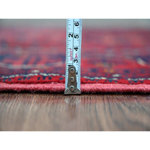 Load image into Gallery viewer, 2&#39;10&quot;x19&#39;3&quot; Carmine Red, Afghan Khamyab with Geometric Design, Pure Wool, Hand Knotted, Vegetable Dyes, XL Runner, Oriental Rug FWR125460
