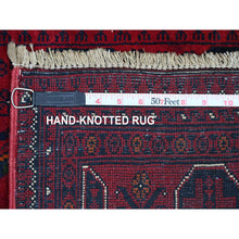 Load image into Gallery viewer, 2&#39;10&quot;x19&#39;3&quot; Carmine Red, Afghan Khamyab with Geometric Design, Pure Wool, Hand Knotted, Vegetable Dyes, XL Runner, Oriental Rug FWR125460