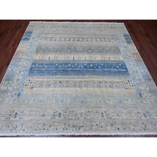 Load image into Gallery viewer, 8&#39;x8&#39; Spanish Gray, Hand Knotted, Fine Kashkuli Gabbeh with Small Animal Figurines, Soft Wool, Vegetable Dyes, Square, Oriental Rug FWR125490