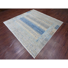 Load image into Gallery viewer, 8&#39;x8&#39; Spanish Gray, Hand Knotted, Fine Kashkuli Gabbeh with Small Animal Figurines, Soft Wool, Vegetable Dyes, Square, Oriental Rug FWR125490