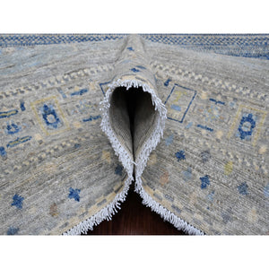 8'x8' Spanish Gray, Hand Knotted, Fine Kashkuli Gabbeh with Small Animal Figurines, Soft Wool, Vegetable Dyes, Square, Oriental Rug FWR125490