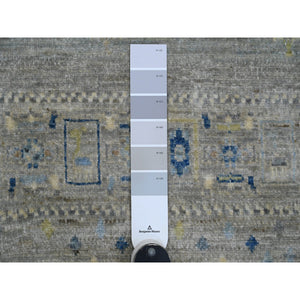 8'x8' Spanish Gray, Hand Knotted, Fine Kashkuli Gabbeh with Small Animal Figurines, Soft Wool, Vegetable Dyes, Square, Oriental Rug FWR125490