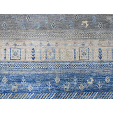 Load image into Gallery viewer, 8&#39;x8&#39; Spanish Gray, Hand Knotted, Fine Kashkuli Gabbeh With Small Animal Figurines, Soft Wool, Vegetable Dyes, Square, Oriental Rug FWR125490