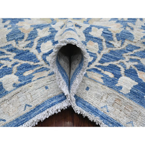 8'9"x11'7" Bayern Blue, Peshawar with Heriz All Over Design, Densely Woven, Hand Knotted, High Mountain Wool, Natural Dyes, Oriental Rug FWR125502